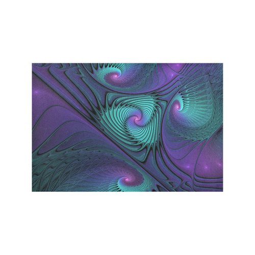 Purple meets Turquoise modern abstract Fractal Art Placemat 12''x18''
