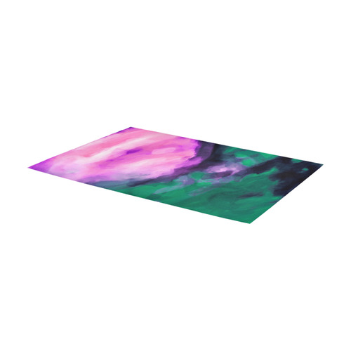 psychedelic splash painting texture abstract background in green and pink Area Rug 7'x3'3''