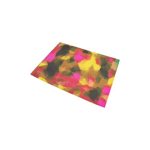 psychedelic geometric polygon shape pattern abstract in pink yellow green Area Rug 2'7"x 1'8‘’