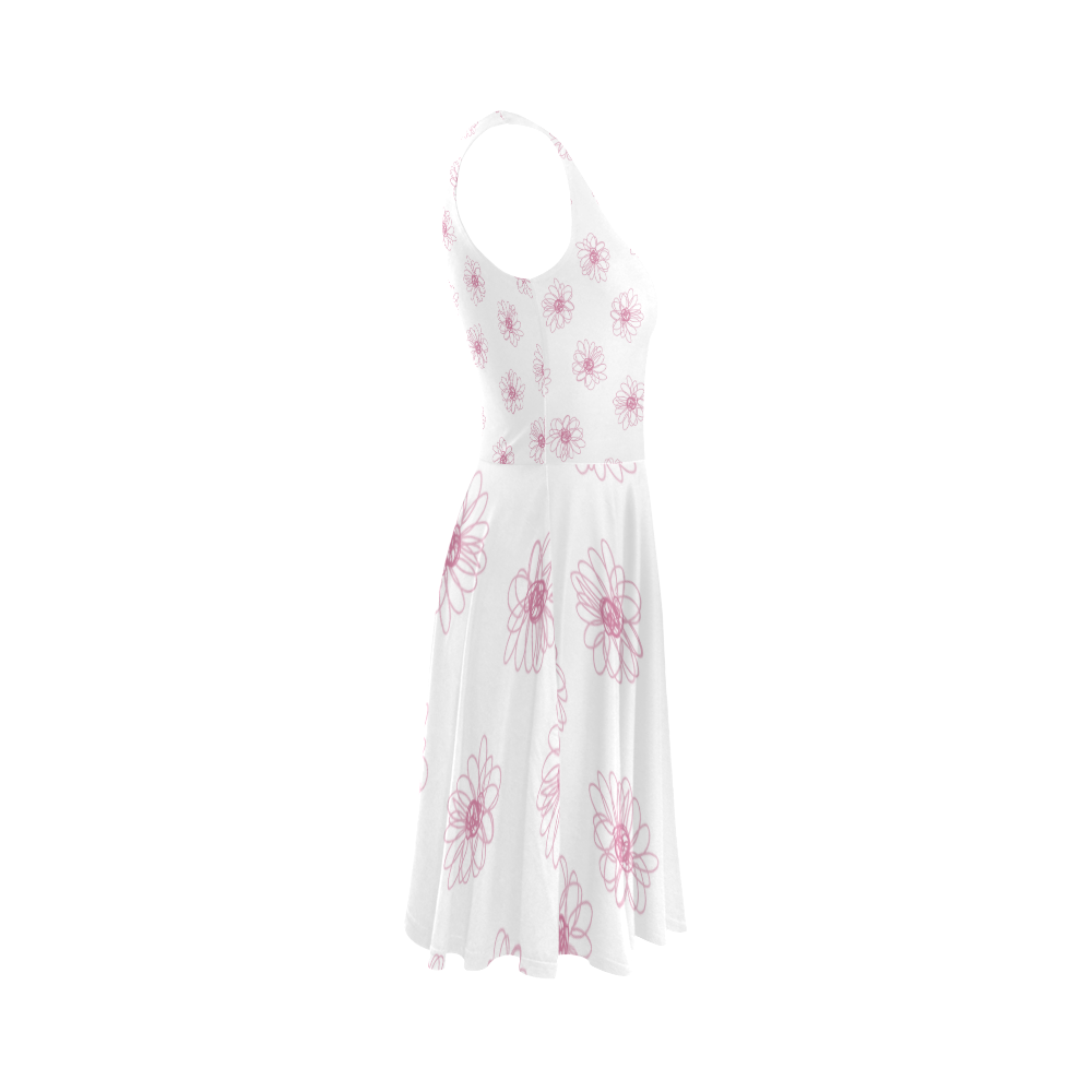 Pink floral pattern Sleeveless Ice Skater Dress (D19)