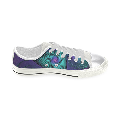 Purple meets Turquoise modern abstract Fractal Art Women's Classic Canvas Shoes (Model 018)