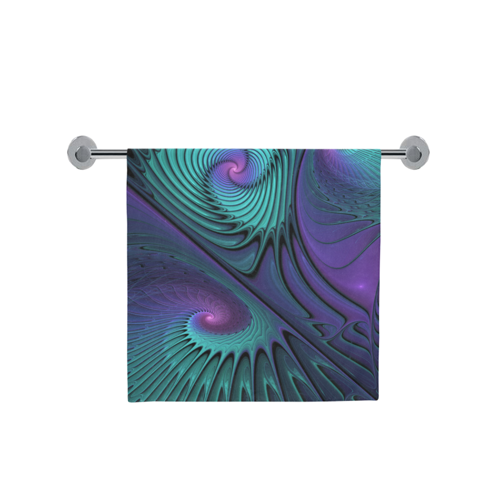 Purple meets Turquoise modern abstract Fractal Art Bath Towel 30"x56"