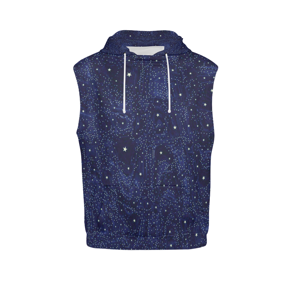 Awesome allover Stars 01B by FeelGood All Over Print Sleeveless Hoodie for Women (Model H15)