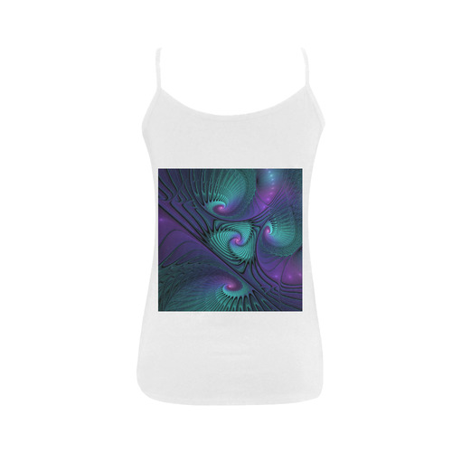 Purple meets Turquoise modern abstract Fractal Art Women's Spaghetti Top (USA Size) (Model T34)