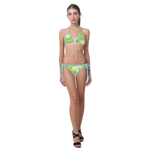 floral 1 in green and blue Custom Bikini Swimsuit (Model S01)