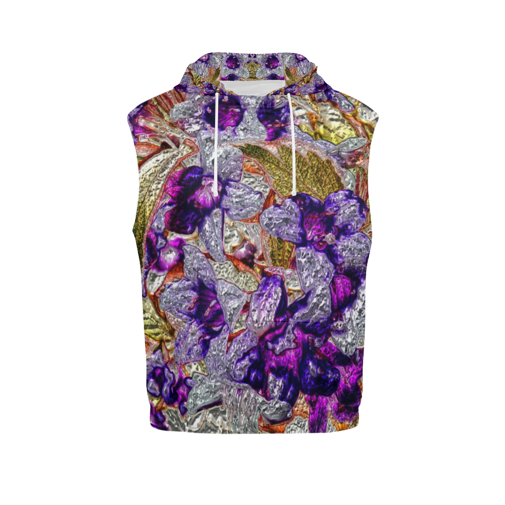 Floral glossy Chrome 2B by FeelGood All Over Print Sleeveless Hoodie for Women (Model H15)