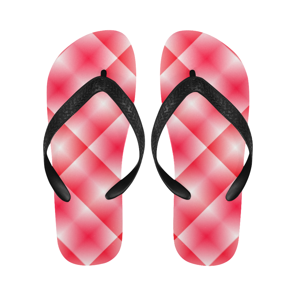 Pink and White Tartan Plaid Flip Flops for Men/Women (Model 040)