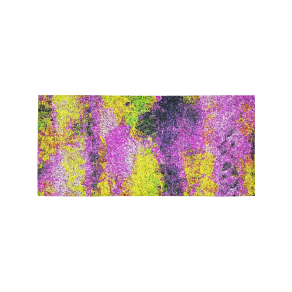 vintage psychedelic painting texture abstract in pink and yellow with noise and grain Area Rug 7'x3'3''