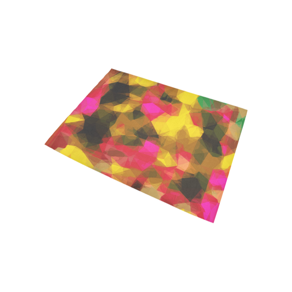 psychedelic geometric polygon shape pattern abstract in pink yellow green Area Rug 5'3''x4'