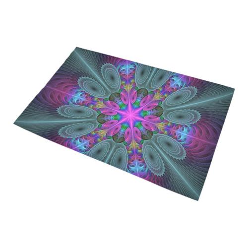 Mandala From Center Colorful Fractal Art With Pink Bath Rug 20''x 32''