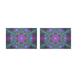 Mandala From Center Colorful Fractal Art With Pink Placemat 12’’ x 18’’ (Set of 2)