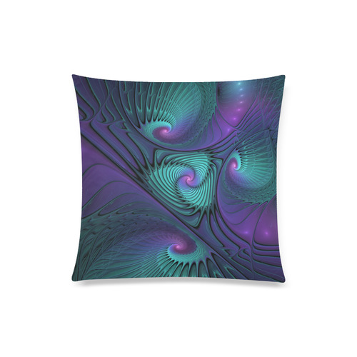 Purple meets Turquoise modern abstract Fractal Art Custom Zippered Pillow Case 20"x20"(Twin Sides)