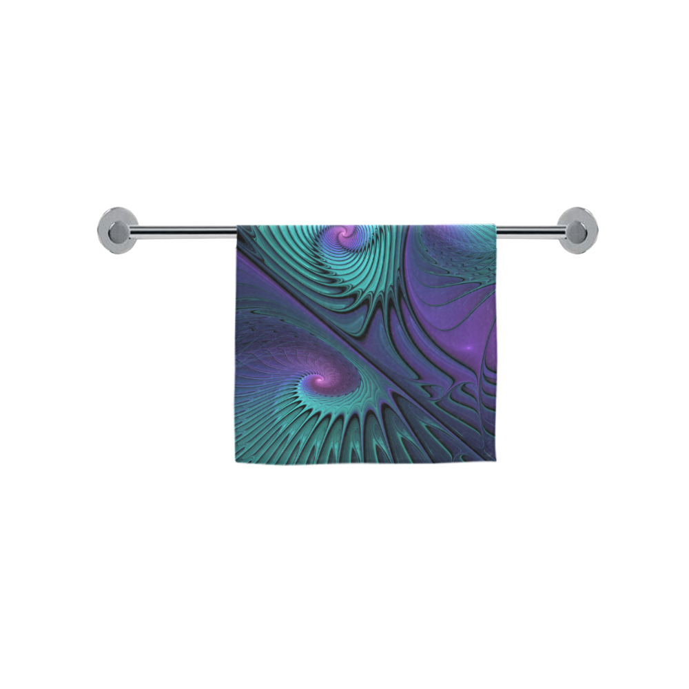 Purple meets Turquoise modern abstract Fractal Art Custom Towel 16"x28"