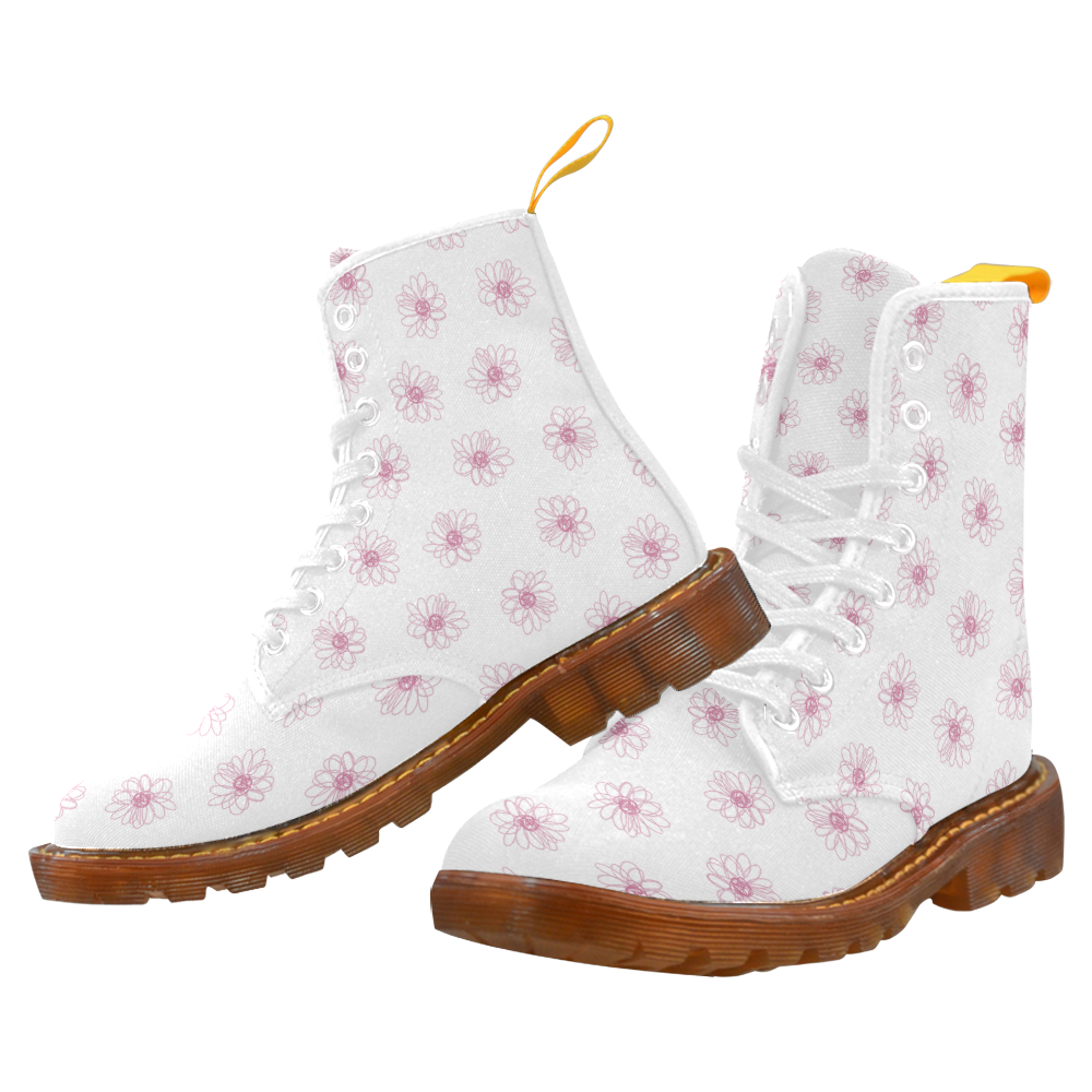 Pink floral pattern Custom Canvas Boots For Women Model 1203H