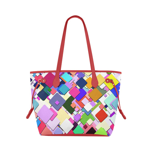 Colorful Squares Geometric Pattern Clover Canvas Tote Bag (Model 1661)