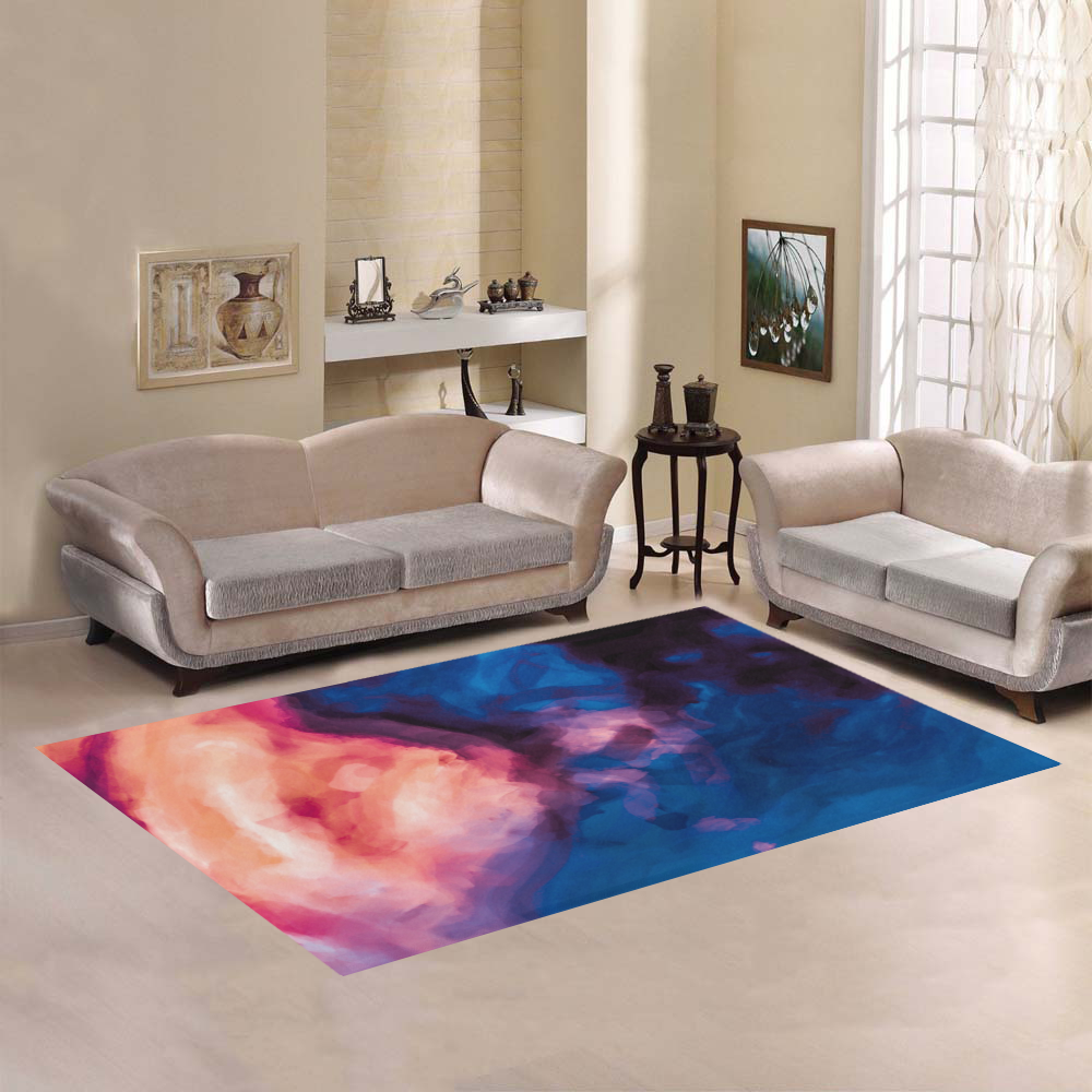 psychedelic milky way splash painting texture abstract background in red purple blue Area Rug7'x5'