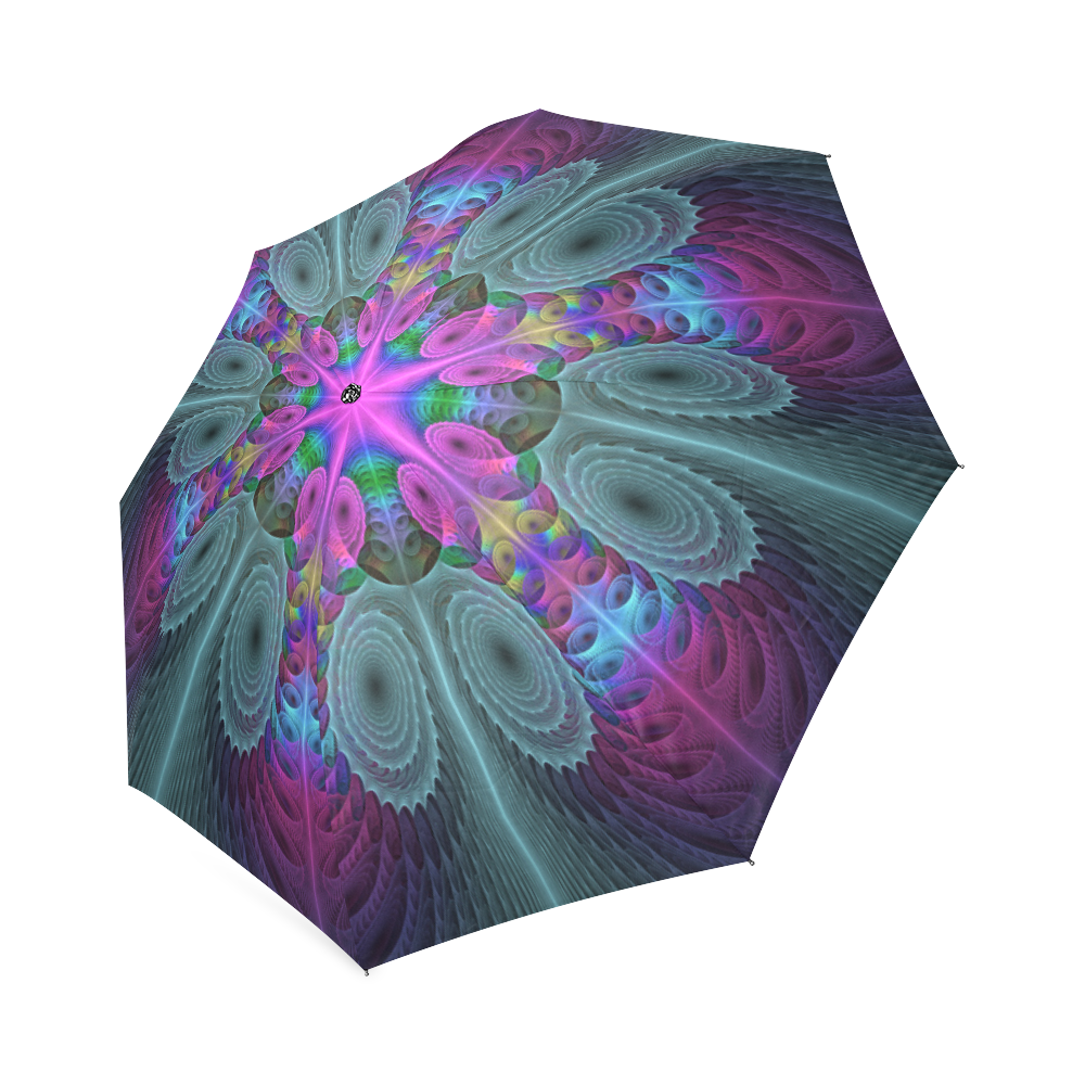 Mandala From Center Colorful Fractal Art With Pink Foldable Umbrella (Model U01)