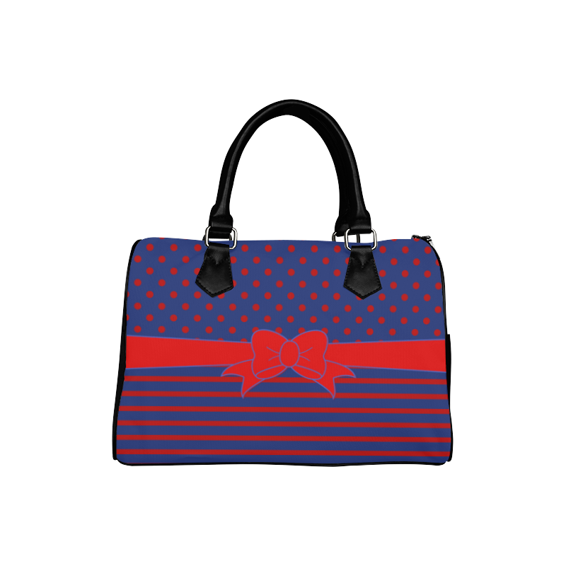 Polka Dots Stripes Comic Ribbon blue red Boston Handbag (Model 1621)