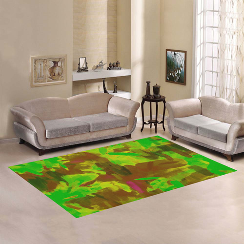 camouflage painting texture abstract background in green yellow brown Area Rug7'x5'