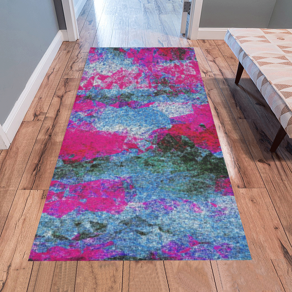 vintage psychedelic painting texture abstract in pink and blue with noise and grain Area Rug 7'x3'3''