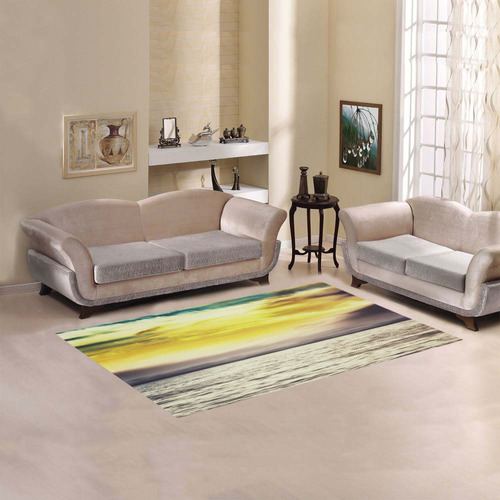 cloudy sunset sky with ocean view Area Rug 5'x3'3''