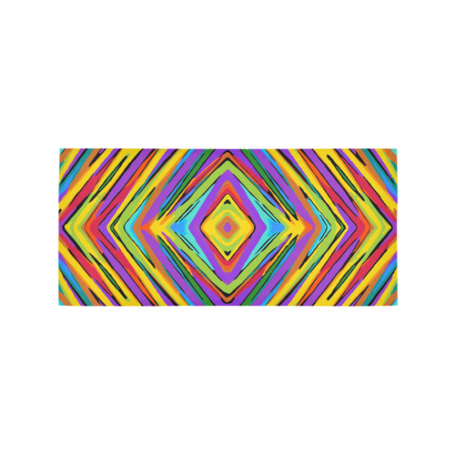 psychedelic geometric graffiti square pattern abstract in blue purple pink yellow green Area Rug 7'x3'3''