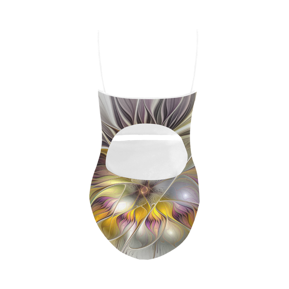 Abstract Colorful Fantasy Flower Modern Fractal Strap Swimsuit ( Model S05)
