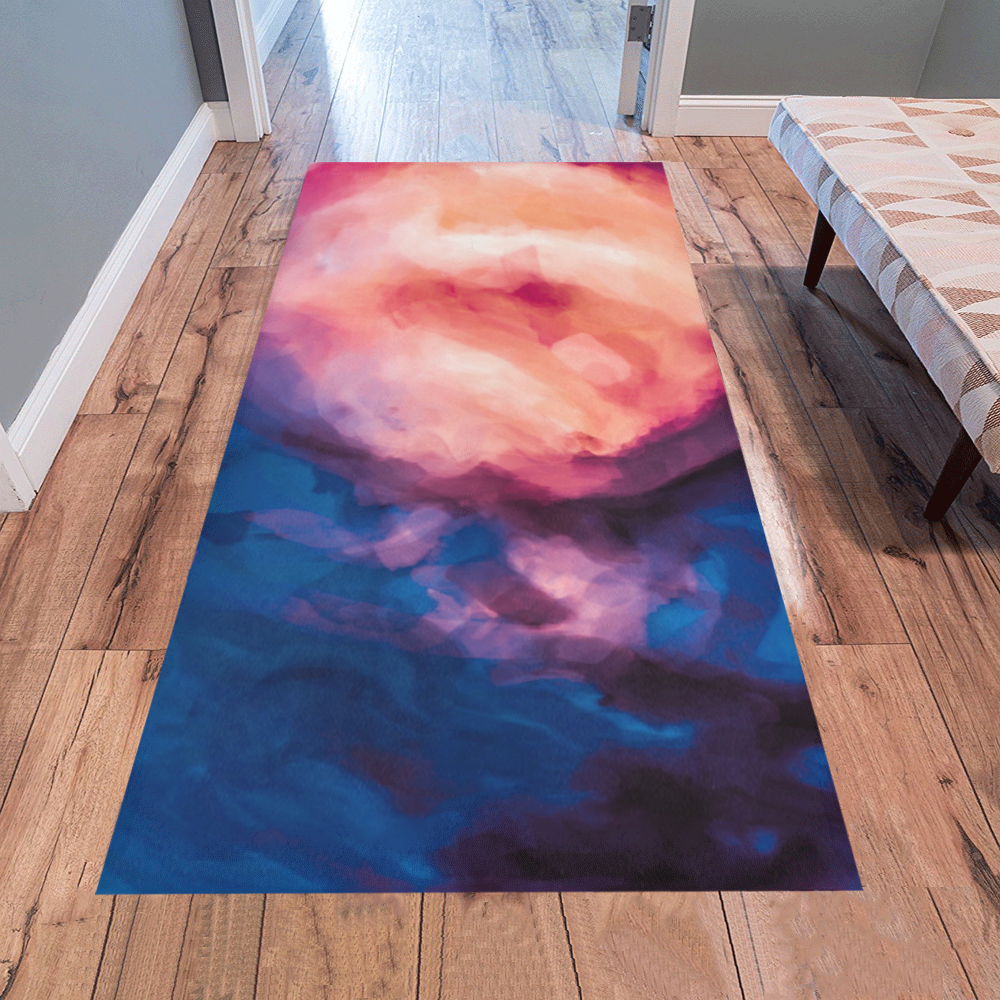 psychedelic milky way splash painting texture abstract background in red purple blue Area Rug 7'x3'3''