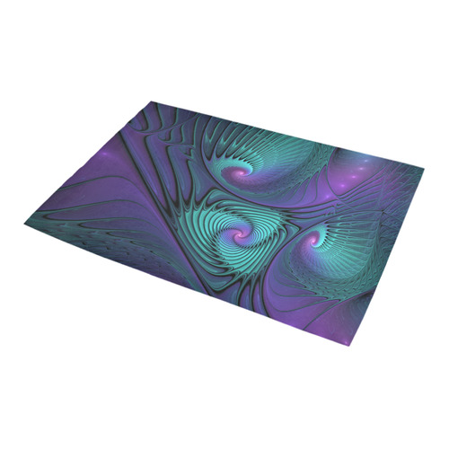 Purple meets Turquoise modern abstract Fractal Art Azalea Doormat 24" x 16" (Sponge Material)