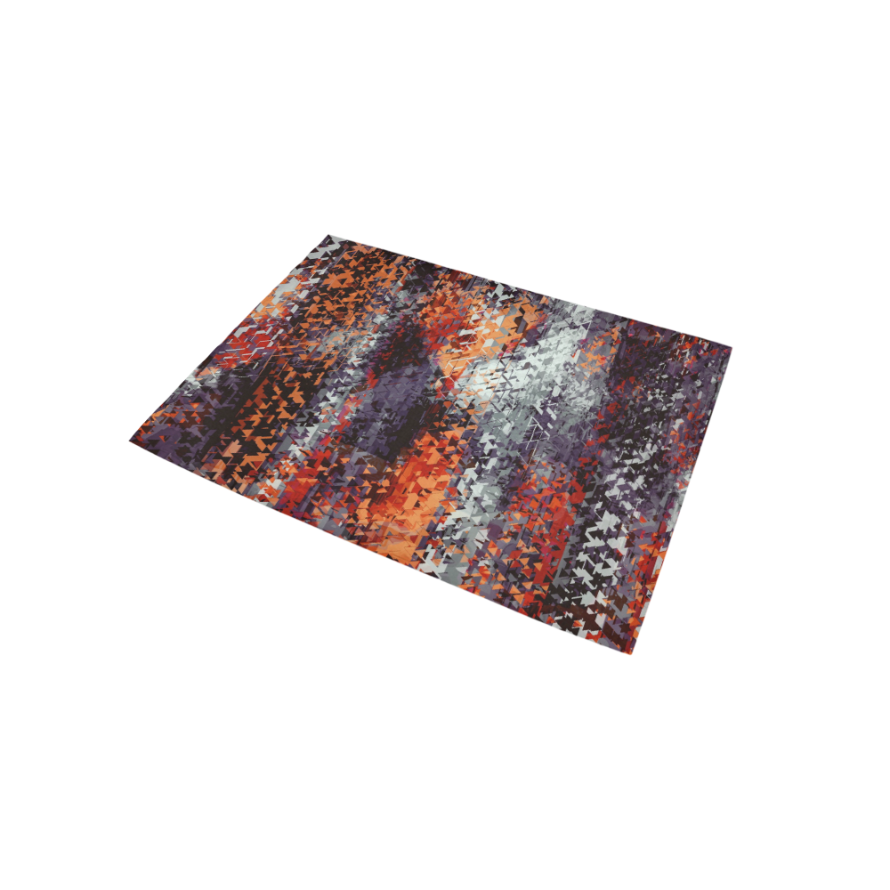 psychedelic geometric polygon shape pattern abstract in black orange brown red Area Rug 5'x3'3''