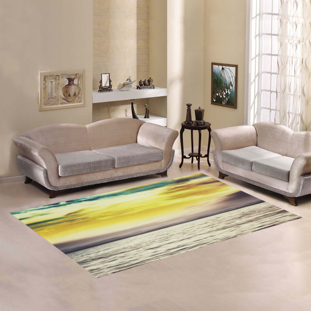 cloudy sunset sky with ocean view Area Rug7'x5'