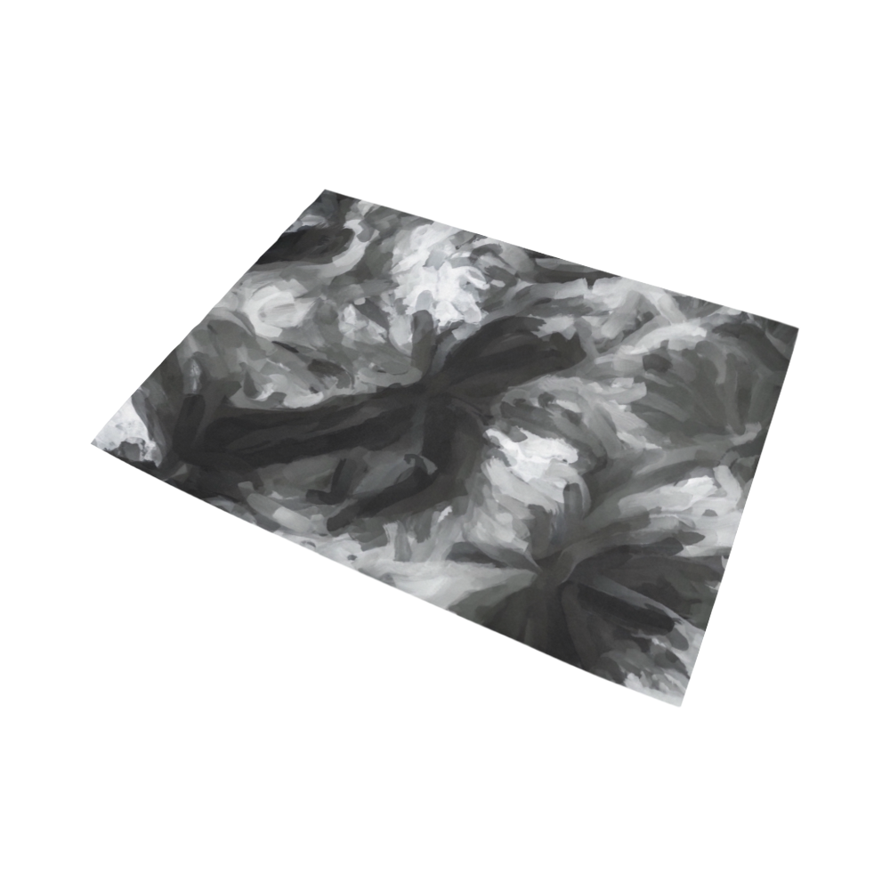 camouflage abstract painting texture background in black and white Area Rug7'x5'