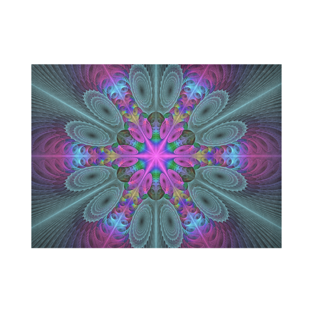 Mandala From Center Colorful Fractal Art With Pink Placemat 14’’ x 19’’
