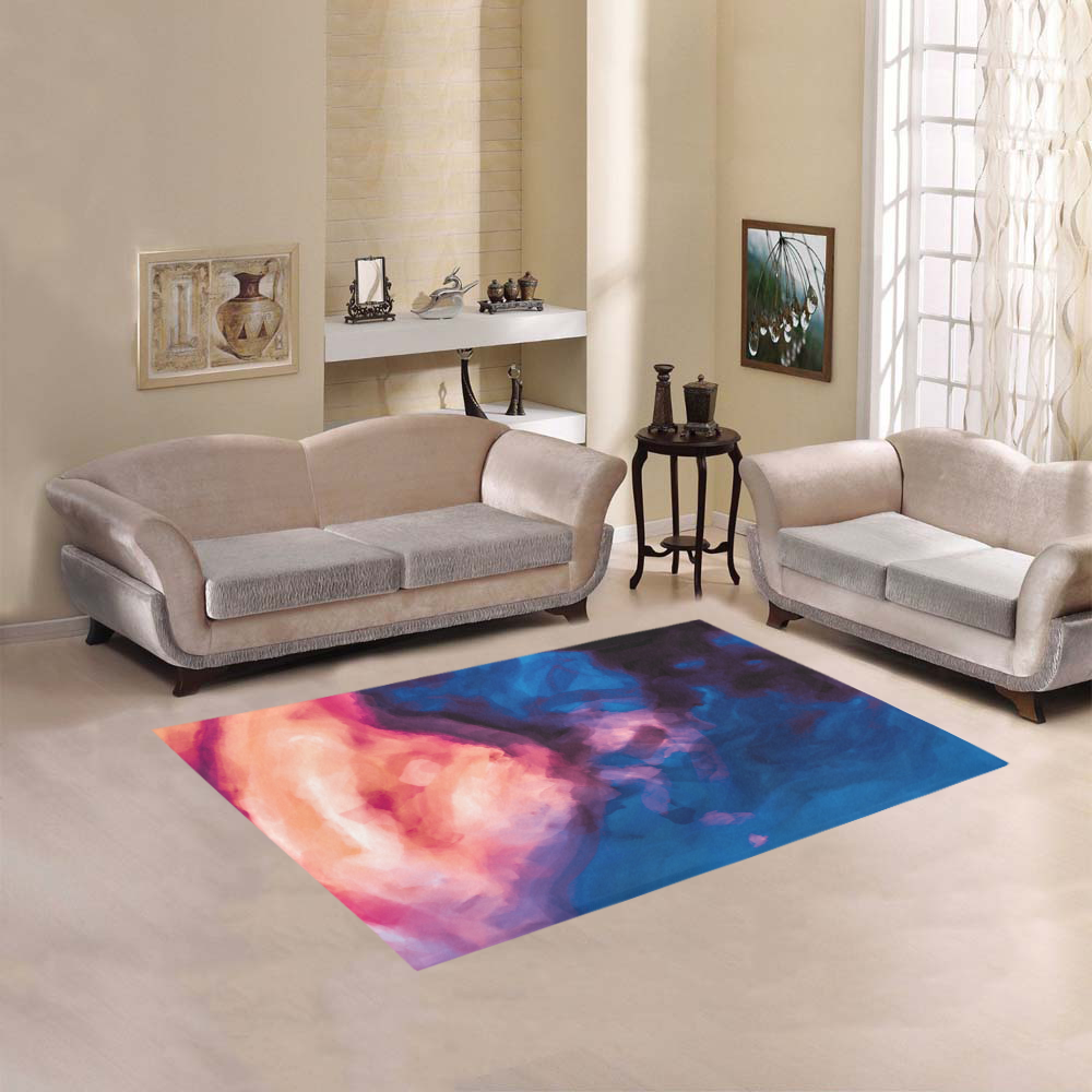 psychedelic milky way splash painting texture abstract background in red purple blue Area Rug 5'3''x4'