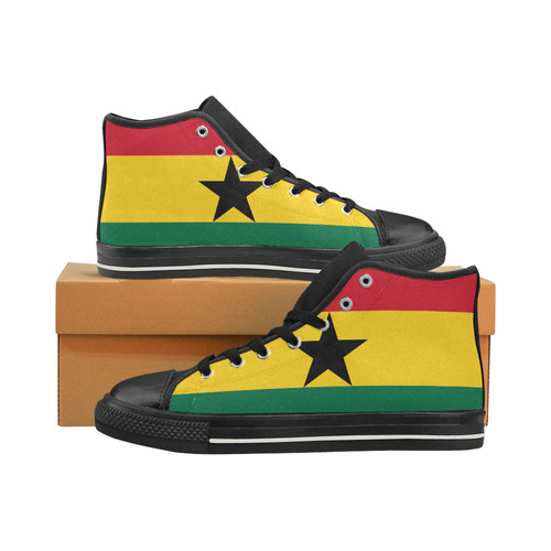 GHANA (FLAG) High Top Canvas Women's Shoes/Large Size (Model 017)