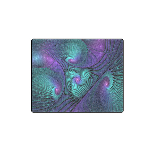 Purple meets Turquoise modern abstract Fractal Art Blanket 40"x50"