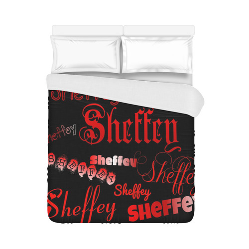 Sheffey Fonts - Red on Black Duvet Cover 86"x70" ( All-over-print)