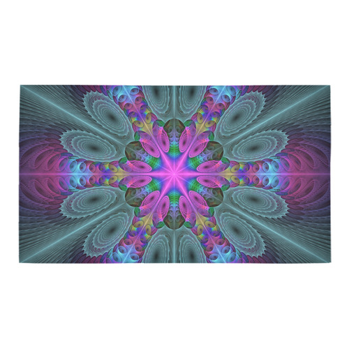 Mandala From Center Colorful Fractal Art With Pink Bath Rug 16''x 28''