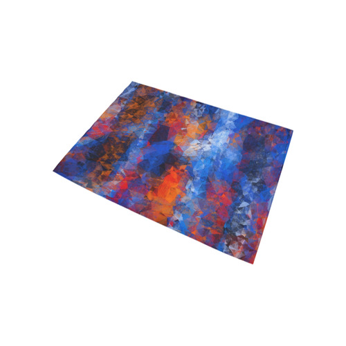 psychedelic geometric polygon shape pattern abstract in red orange blue Area Rug 5'3''x4'