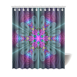 Mandala From Center Colorful Fractal Art With Pink Shower Curtain 72"x84"