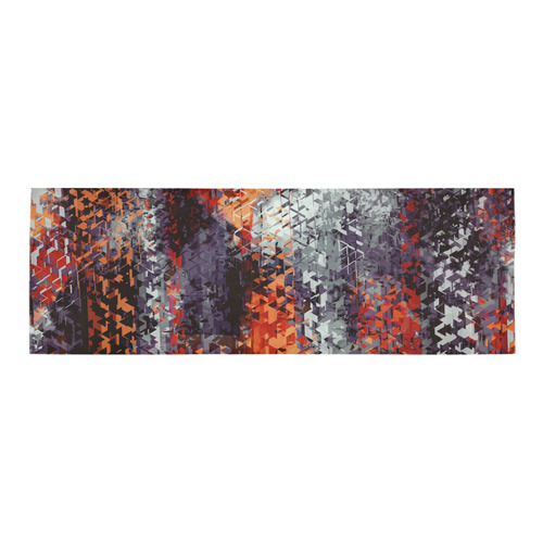psychedelic geometric polygon shape pattern abstract in black orange brown red Area Rug 9'6''x3'3''