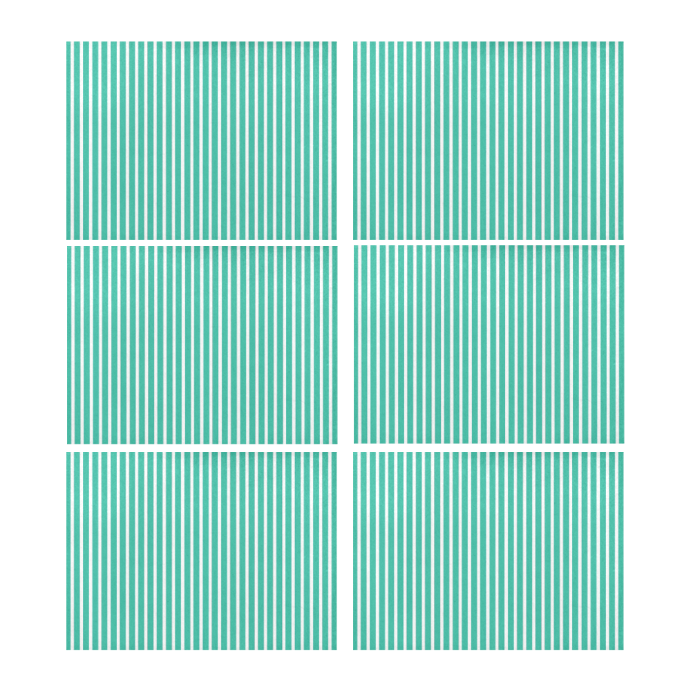 Aquamarine And White Candy Stripes Placemat 14’’ x 19’’ (Set of 6)
