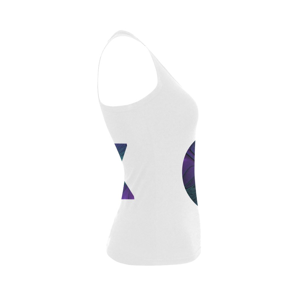 Purple meets Turquoise modern abstract Fractal Art Women's Shoulder-Free Tank Top (Model T35)