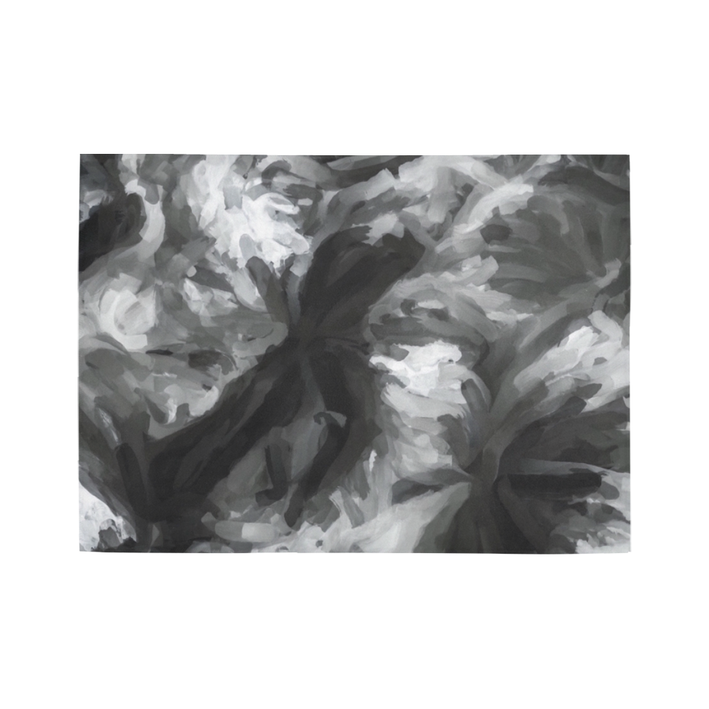 camouflage abstract painting texture background in black and white Area Rug7'x5'