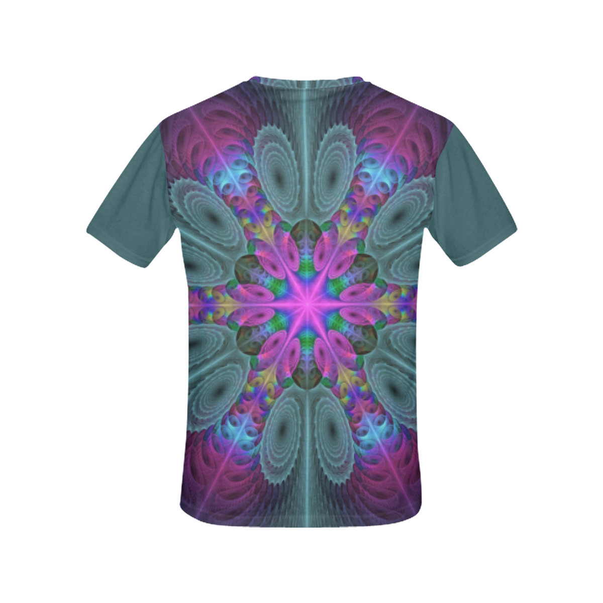 Mandala From Center Colorful Fractal Art With Pink All Over Print T-Shirt for Women (USA Size) (Model T40)
