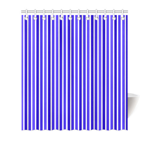 Blue White Candy Striped Shower Curtain 66"x72"