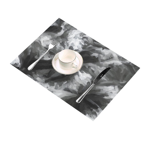 camouflage abstract painting texture background in black and white Placemat 14’’ x 19’’ (Set of 4)