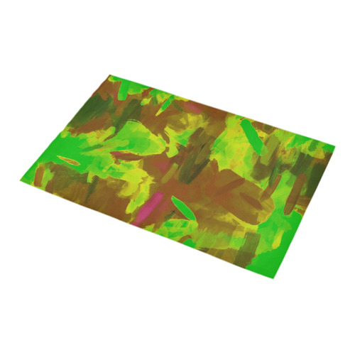 camouflage painting texture abstract background in green yellow brown Bath Rug 16''x 28''