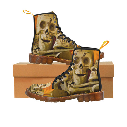 Happy Halloween Skeletons With Pumpkin Martin Boots For Women Model 1203H