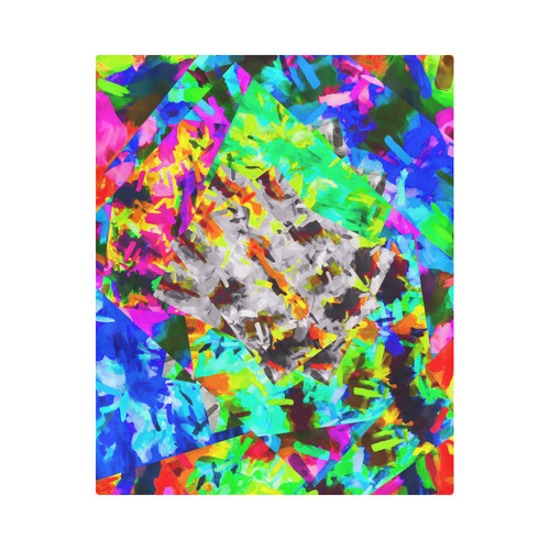 camouflage psychedelic splash painting abstract in blue green orange pink brown Duvet Cover 86"x70" ( All-over-print)